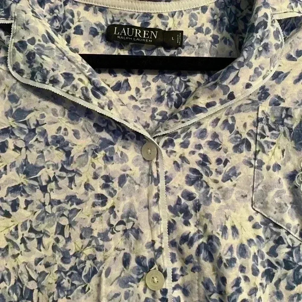 Lauren - Ralph Lauren blue and white floral pj top- button down - like new